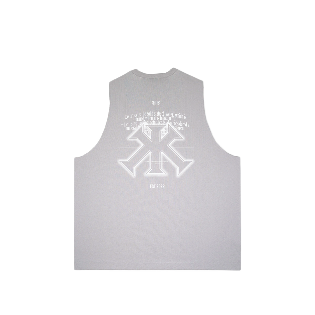 LIGHT GREY SLEEVELESS TEE
